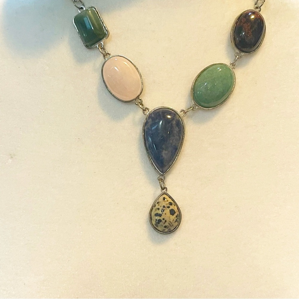 Beautiful Multicolor Stones Statement Necklace Vi… - image 3